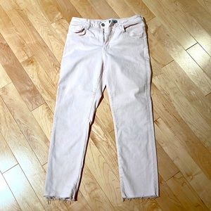 Women’s size 29/27 light pink jeans raw hem